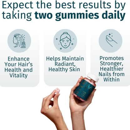 WEEM Hair Skin and Nails Gummies Extra Strength Supplement Pack of 3