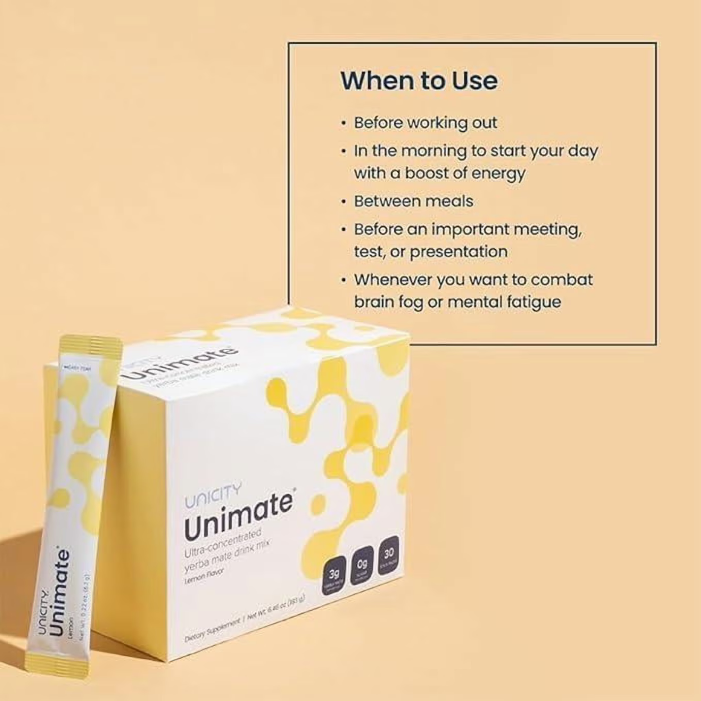 Unicity Unimate Lemon Flavor Drink Mix 5.4oz 30 Count