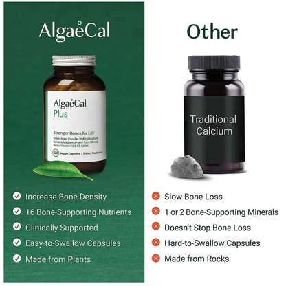 AlgaeCal Plus Increase Bone Density Supplement 120 Veggie Capsules